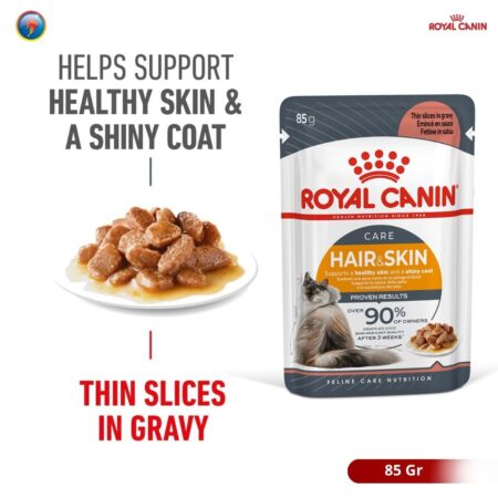Royal Canin Hair & Skin in Gravy 85g Wet Makanan Kucing Dewasa - Feline Care Nutrition